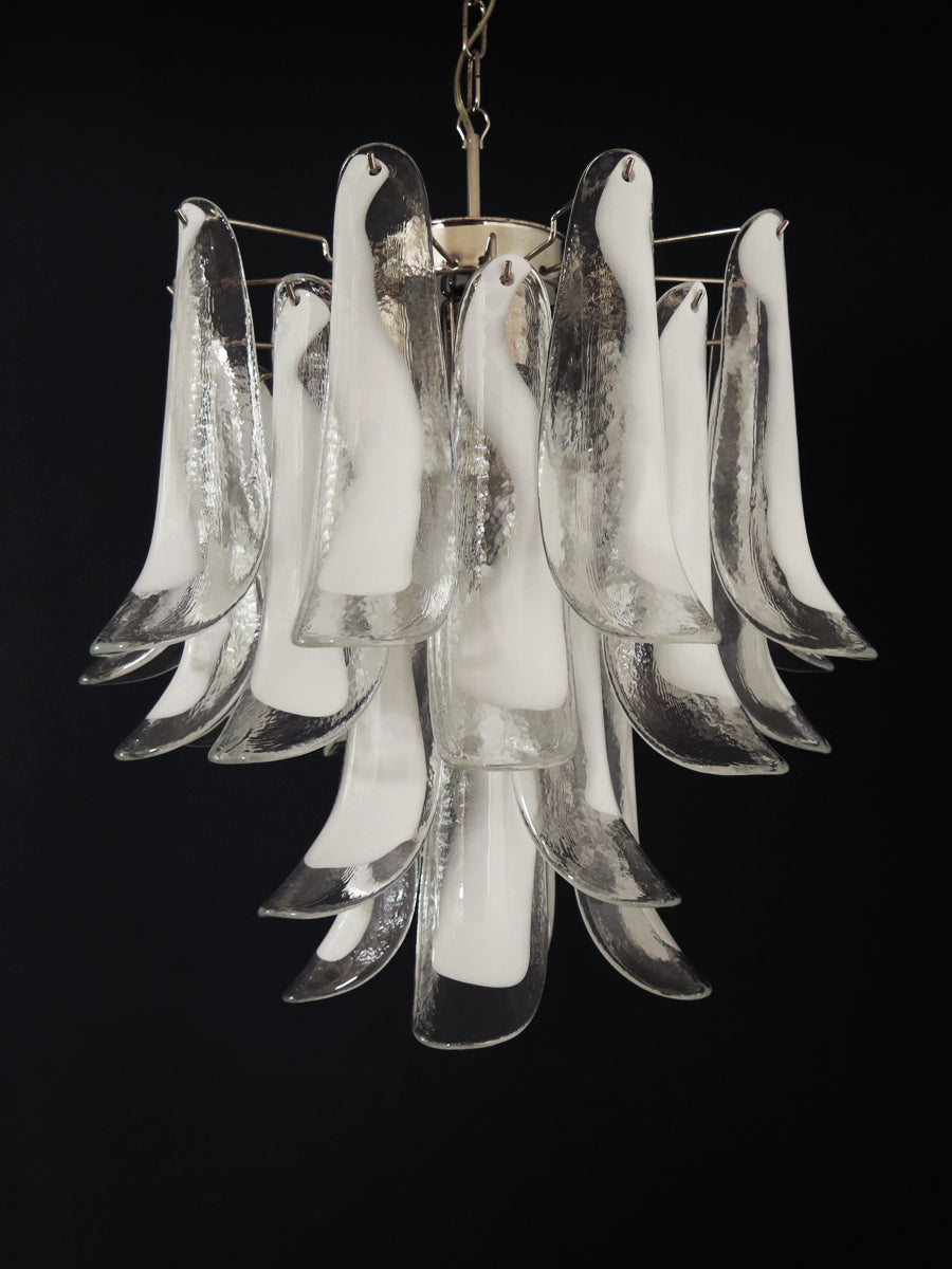 Mid-Century Murano Chandelier | Punto di Luce |  26 Clear Petal Glass