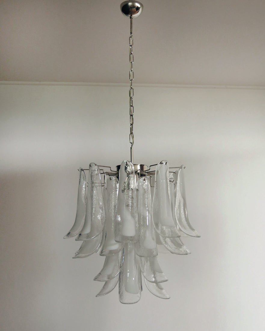 Mid-Century Murano Chandelier | Punto di Luce |  26 Clear Petal Glass