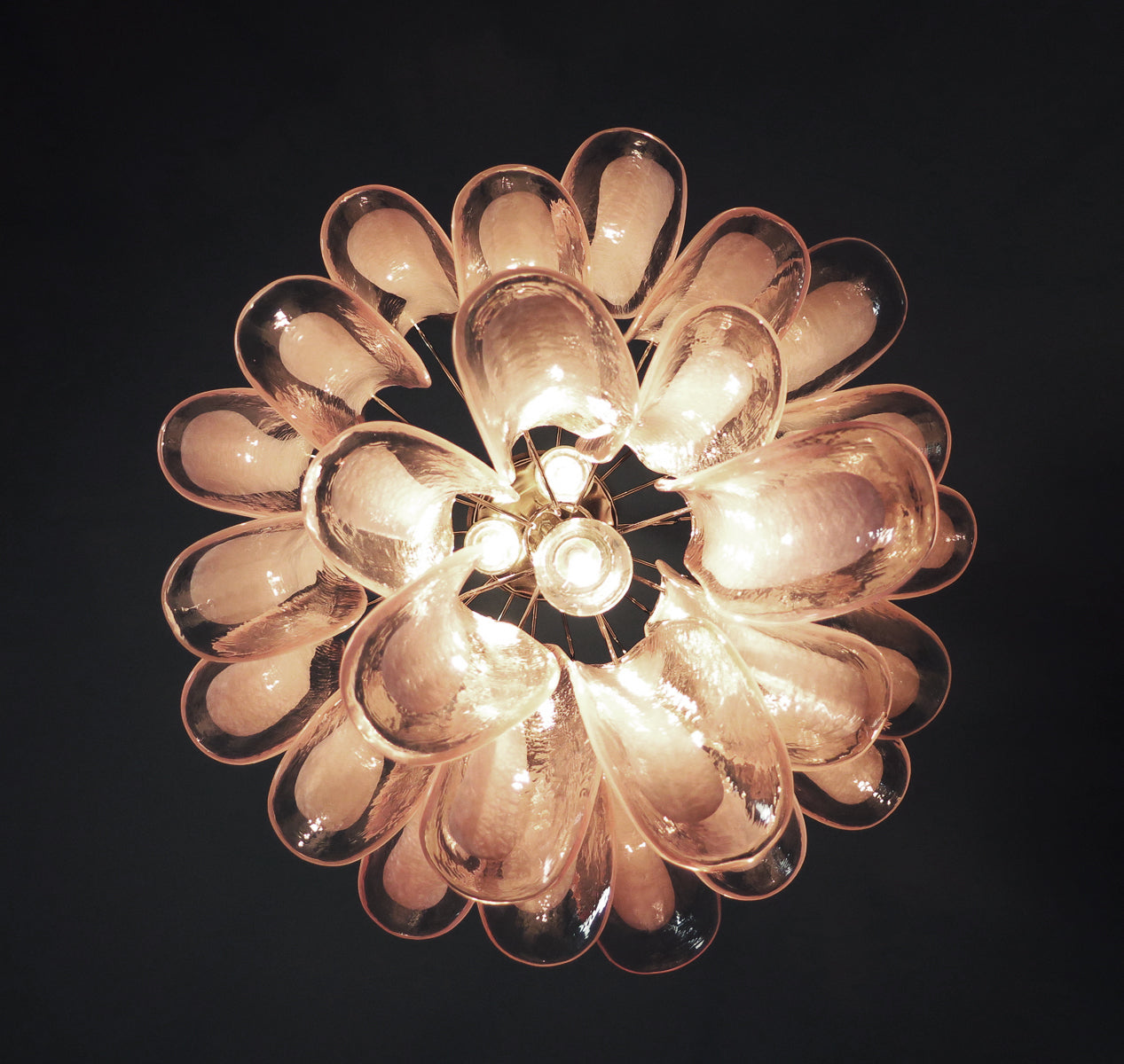 Mid-Century Murano Chandelier | Punto di Luce |  26 Pink Petal Glass