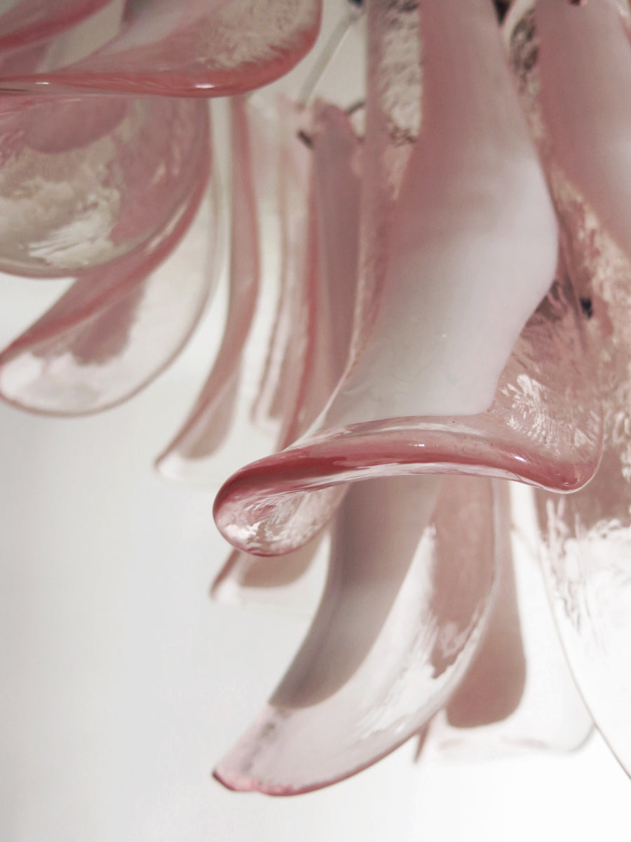 Mid-Century Murano Chandelier | Punto di Luce |  26 Pink Petal Glass
