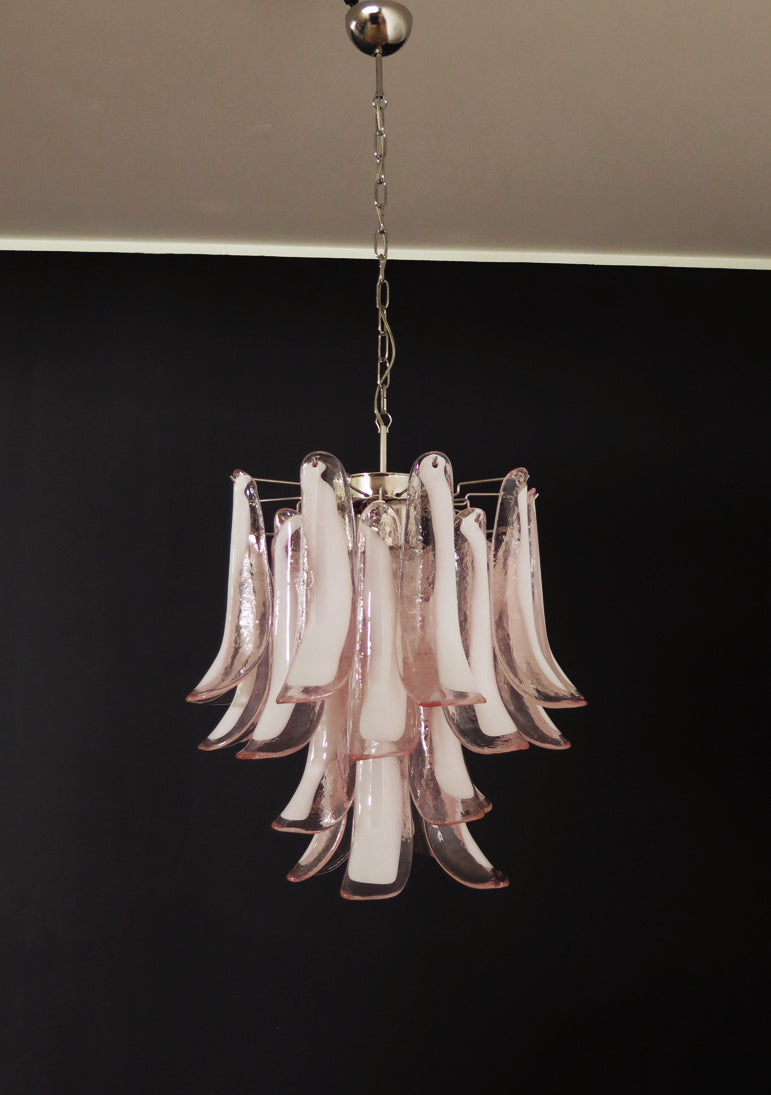 Mid-Century Murano Chandelier | Punto di Luce |  26 Pink Petal Glass