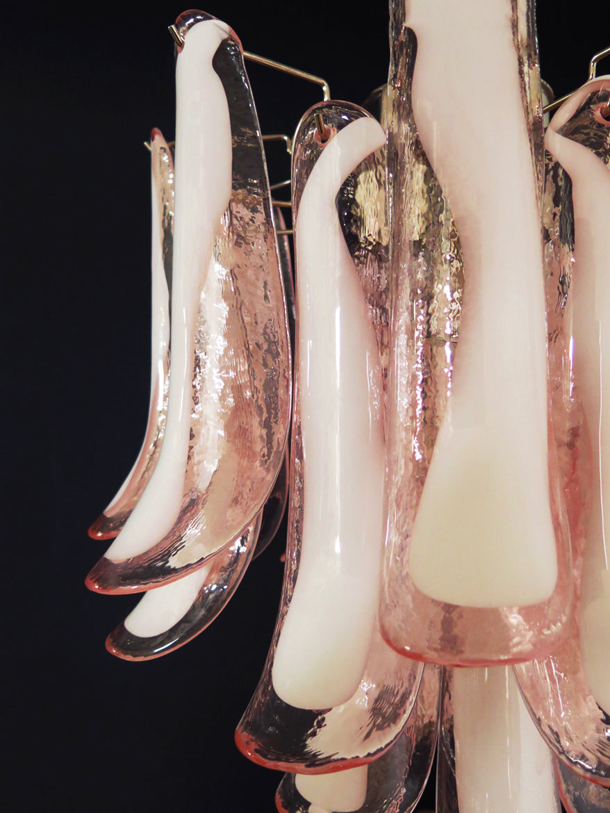 Mid-Century Murano Chandelier | Punto di Luce |  26 Pink Petal Glass