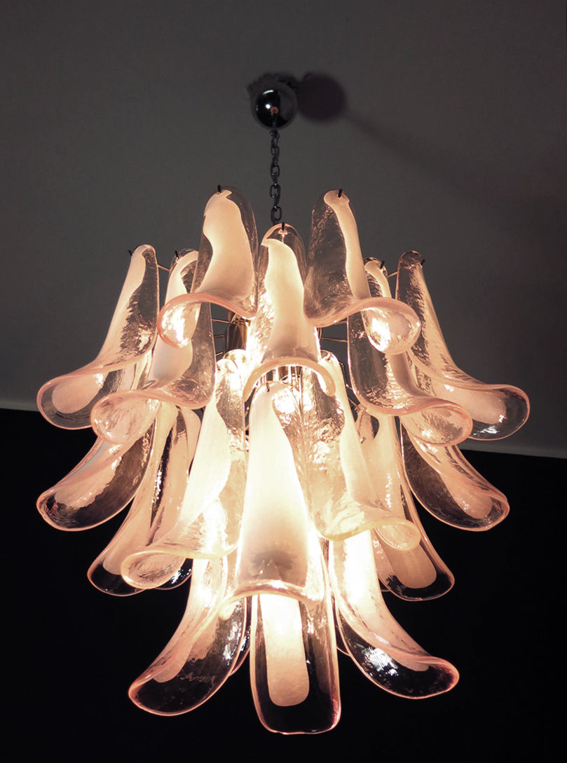 Mid-Century Murano Chandelier | Punto di Luce |  26 Pink Petal Glass