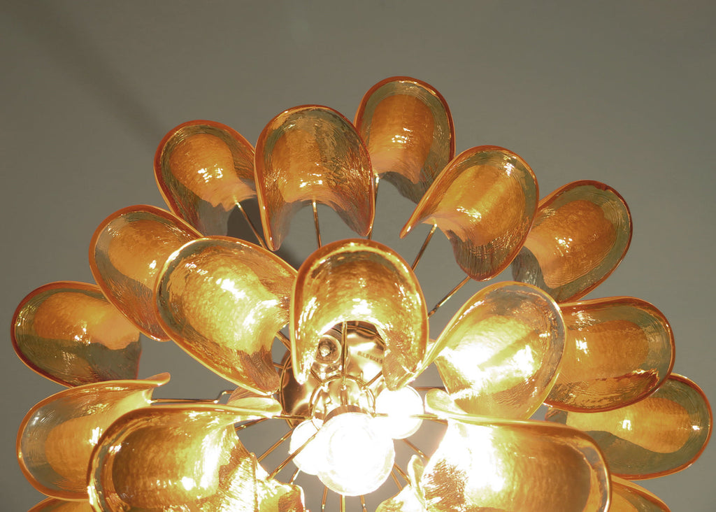 Mid-Century Murano Chandelier | Punto di Luce |  26 Yellow Petal Glass