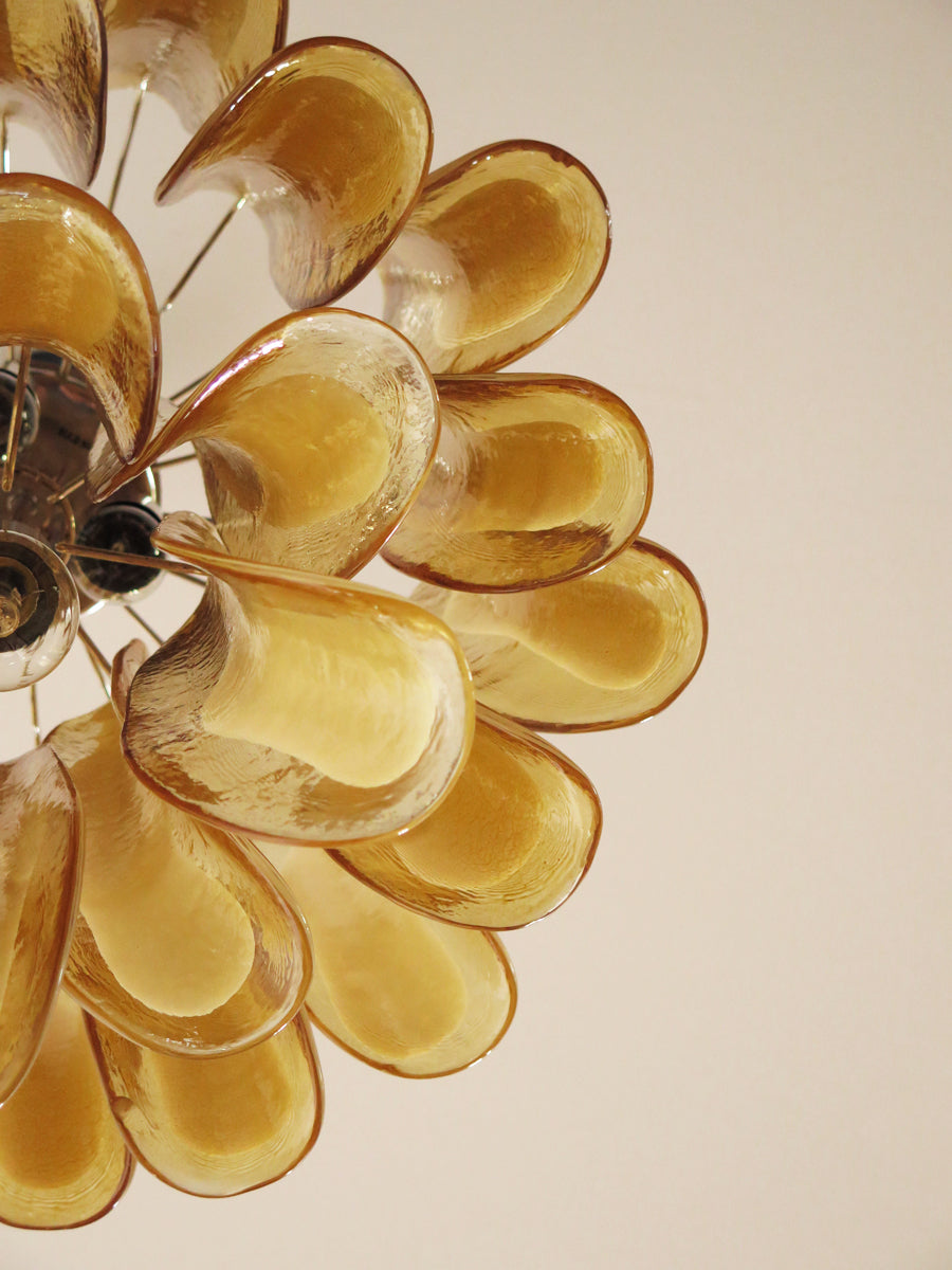 Mid-Century Murano Chandelier | Punto di Luce |  26 Yellow Petal Glass