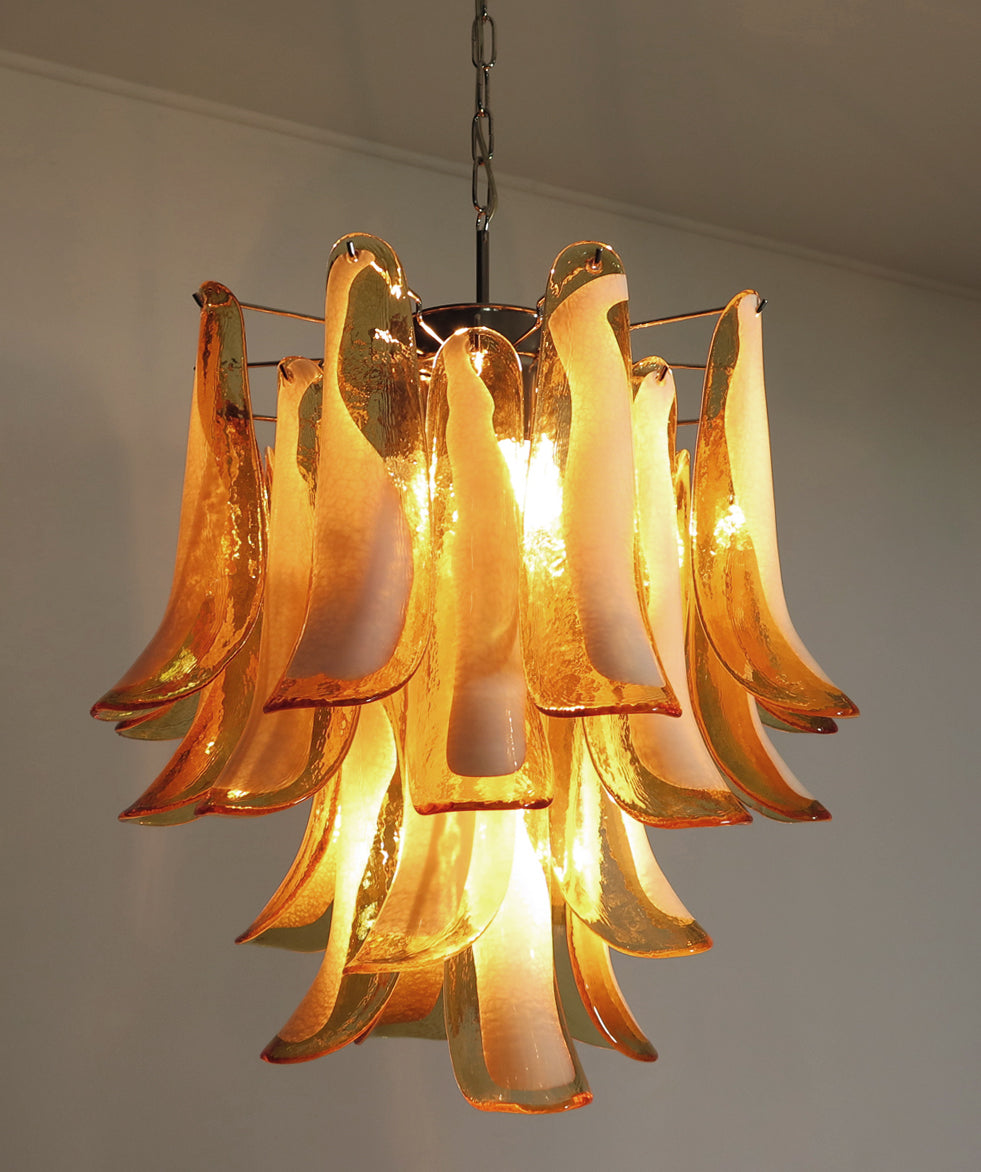 Mid-Century Murano Chandelier | Punto di Luce |  26 Yellow Petal Glass