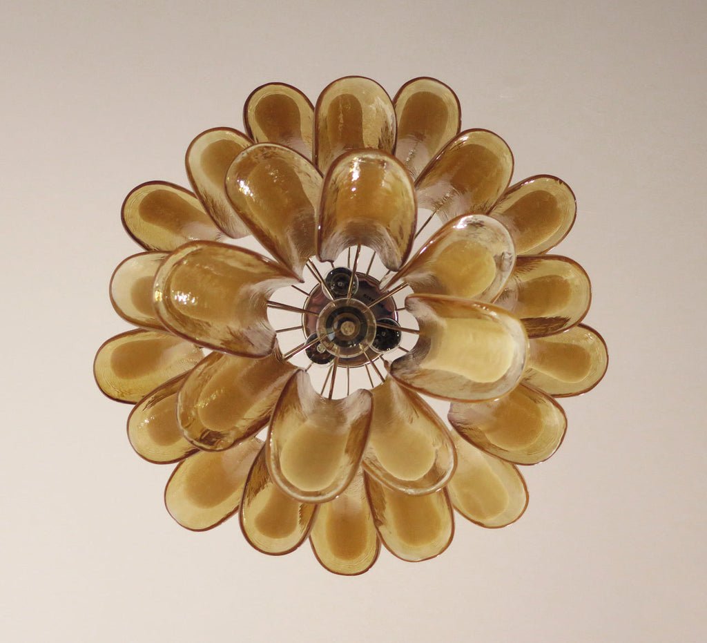 Mid-Century Murano Chandelier | Punto di Luce |  26 Yellow Petal Glass