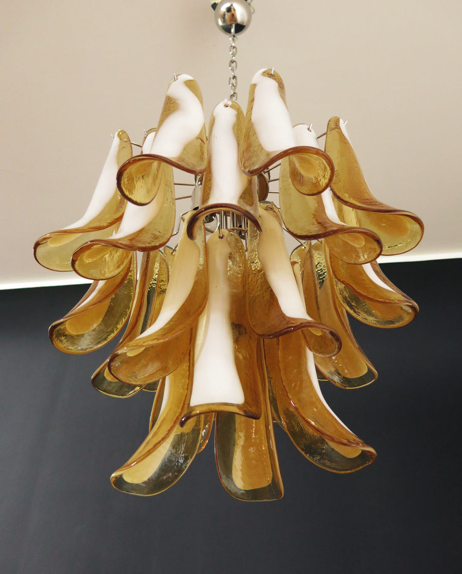 Mid-Century Murano Chandelier | Punto di Luce |  26 Yellow Petal Glass