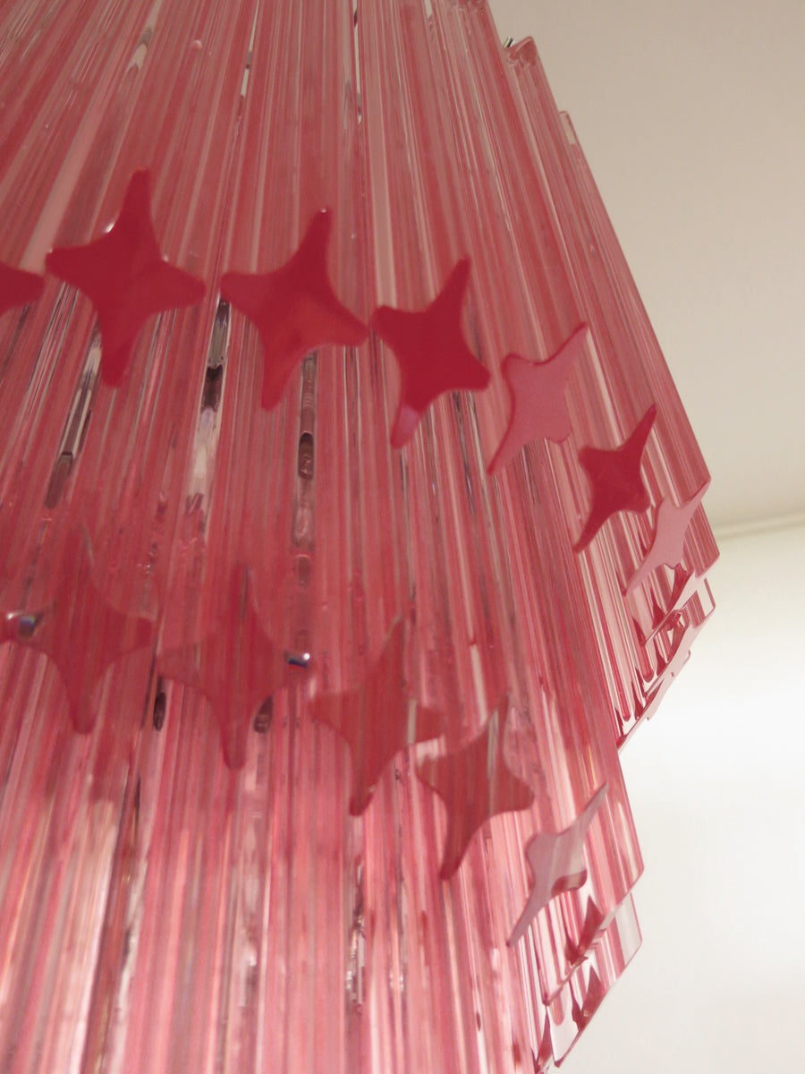 Mid-Century Murano Chandelier | Punto di Luce |  86 Pink Prism Glass