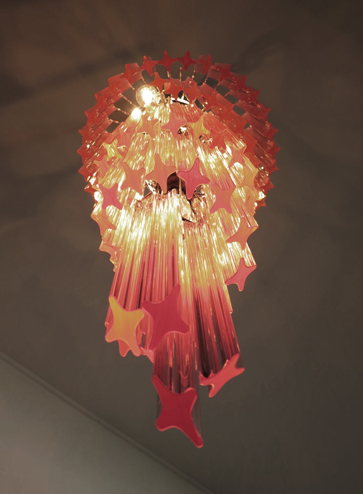 Mid-Century Murano Chandelier | Punto di Luce |  86 Pink Prism Glass