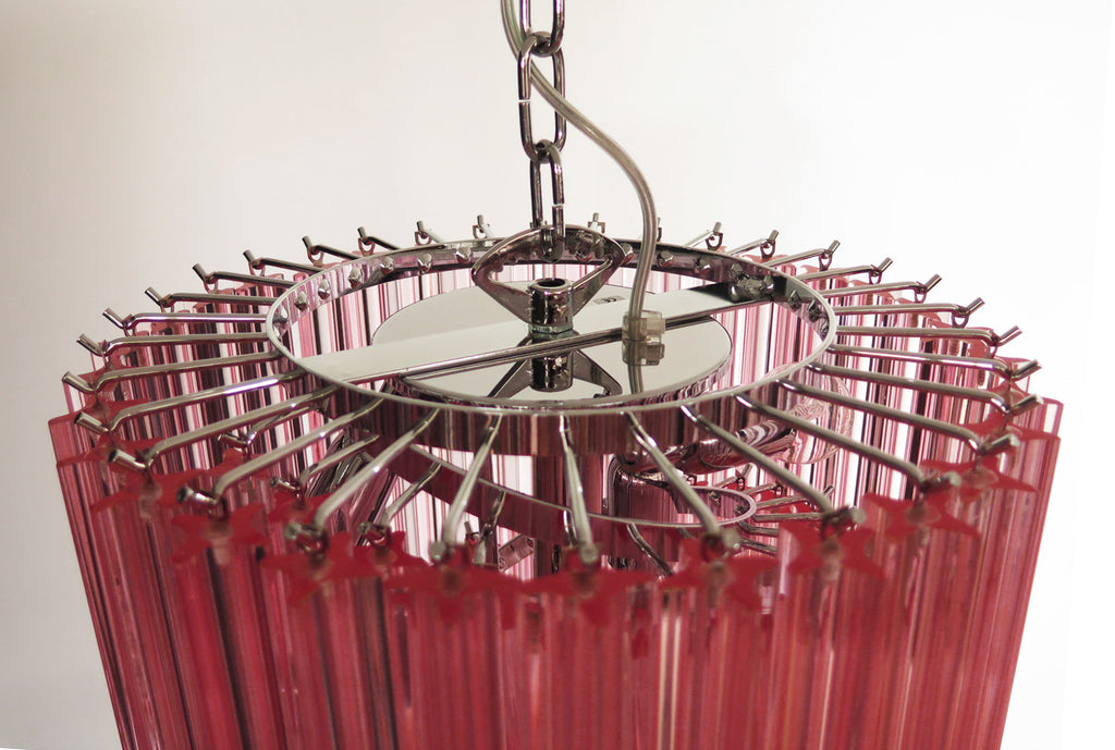 Mid-Century Murano Chandelier | Punto di Luce |  86 Pink Prism Glass