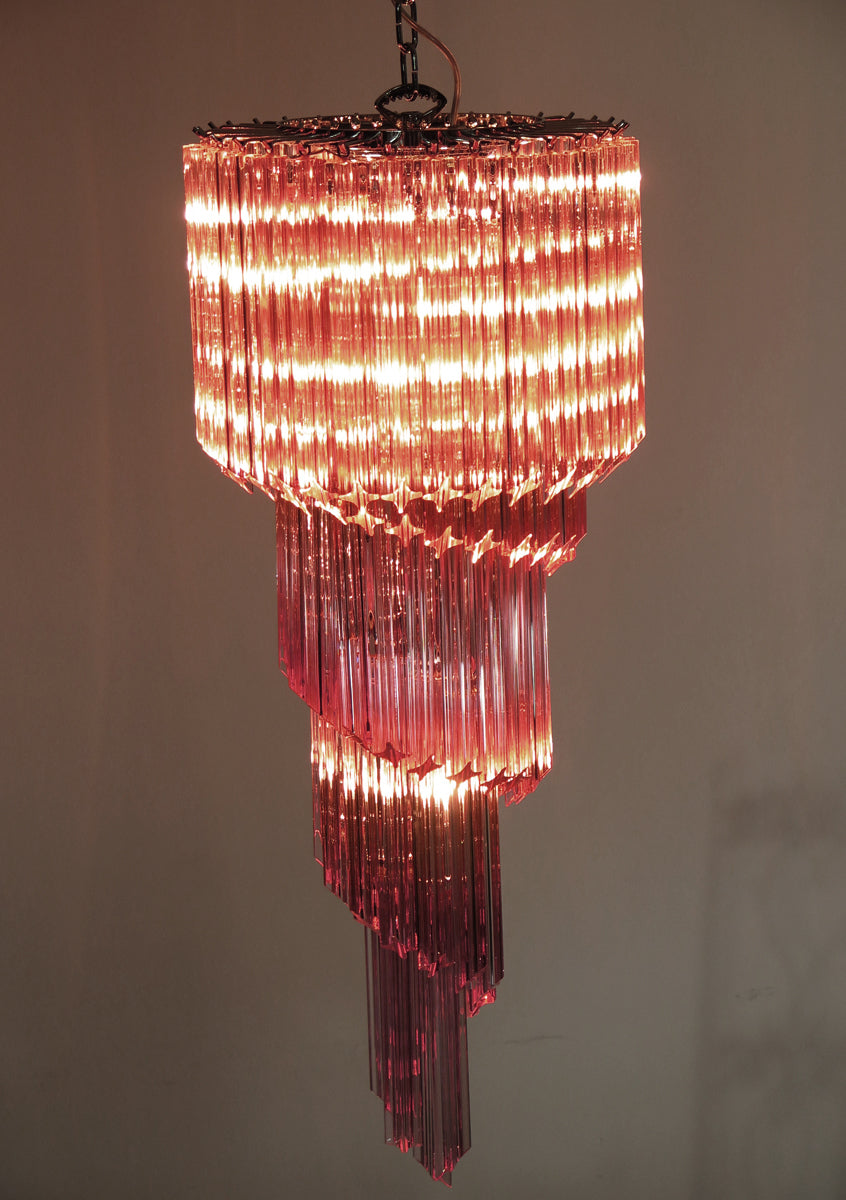 Mid-Century Murano Chandelier | Punto di Luce |  86 Pink Prism Glass