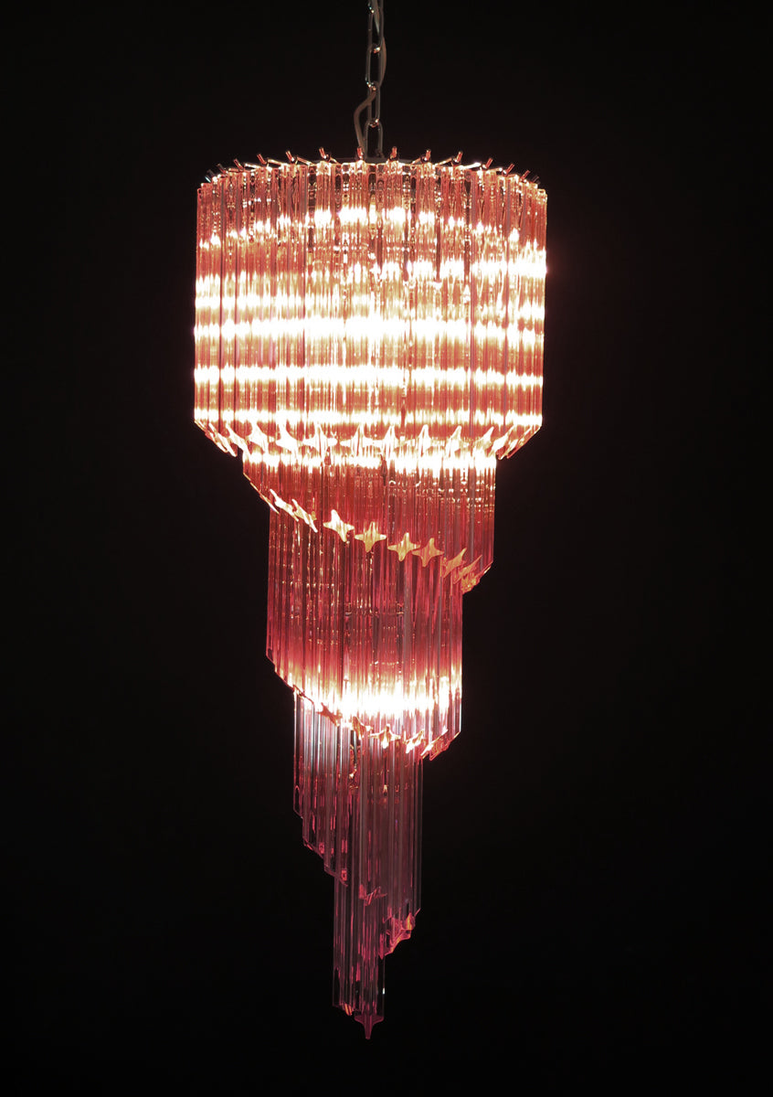 Mid-Century Murano Chandelier | Punto di Luce |  86 Pink Prism Glass