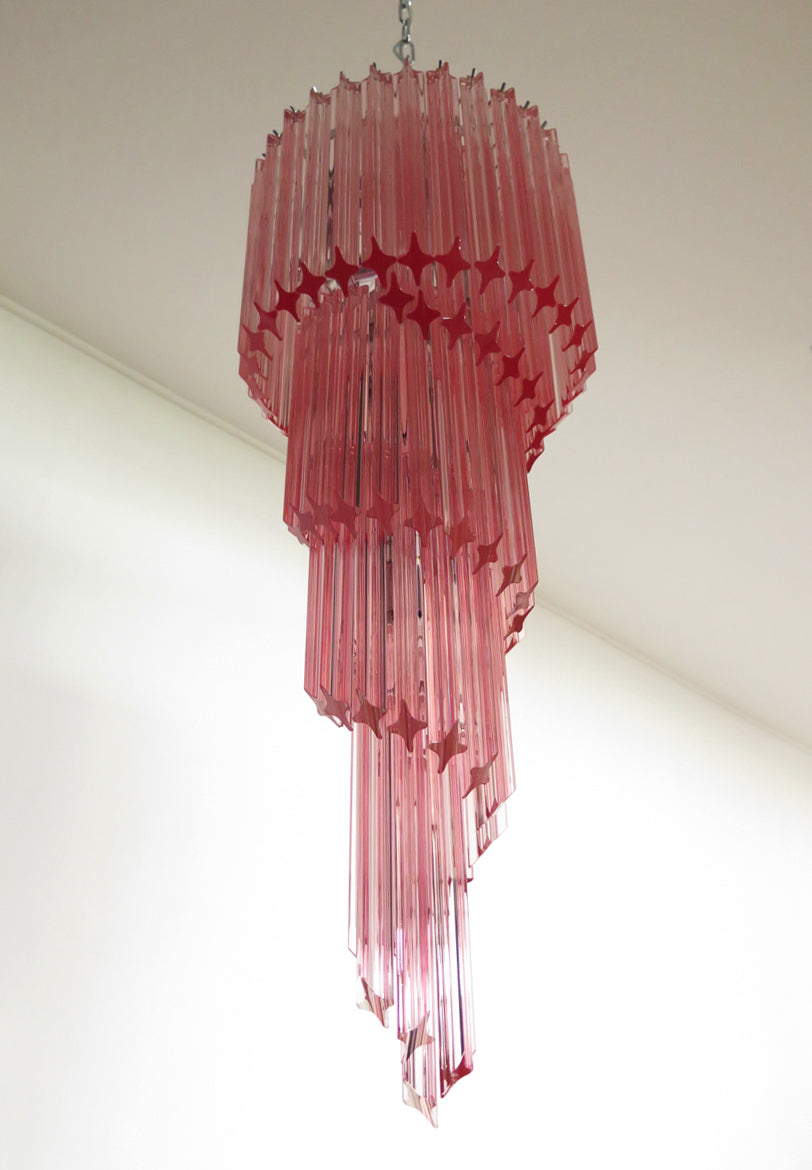 Mid-Century Murano Chandelier | Punto di Luce |  86 Pink Prism Glass