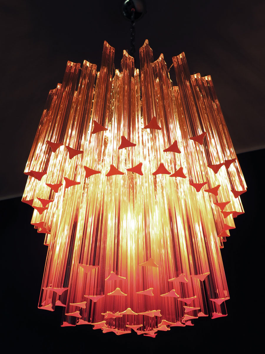 Mid-Century Murano Chandelier | Punto di Luce |  107 Pink Prism Glass