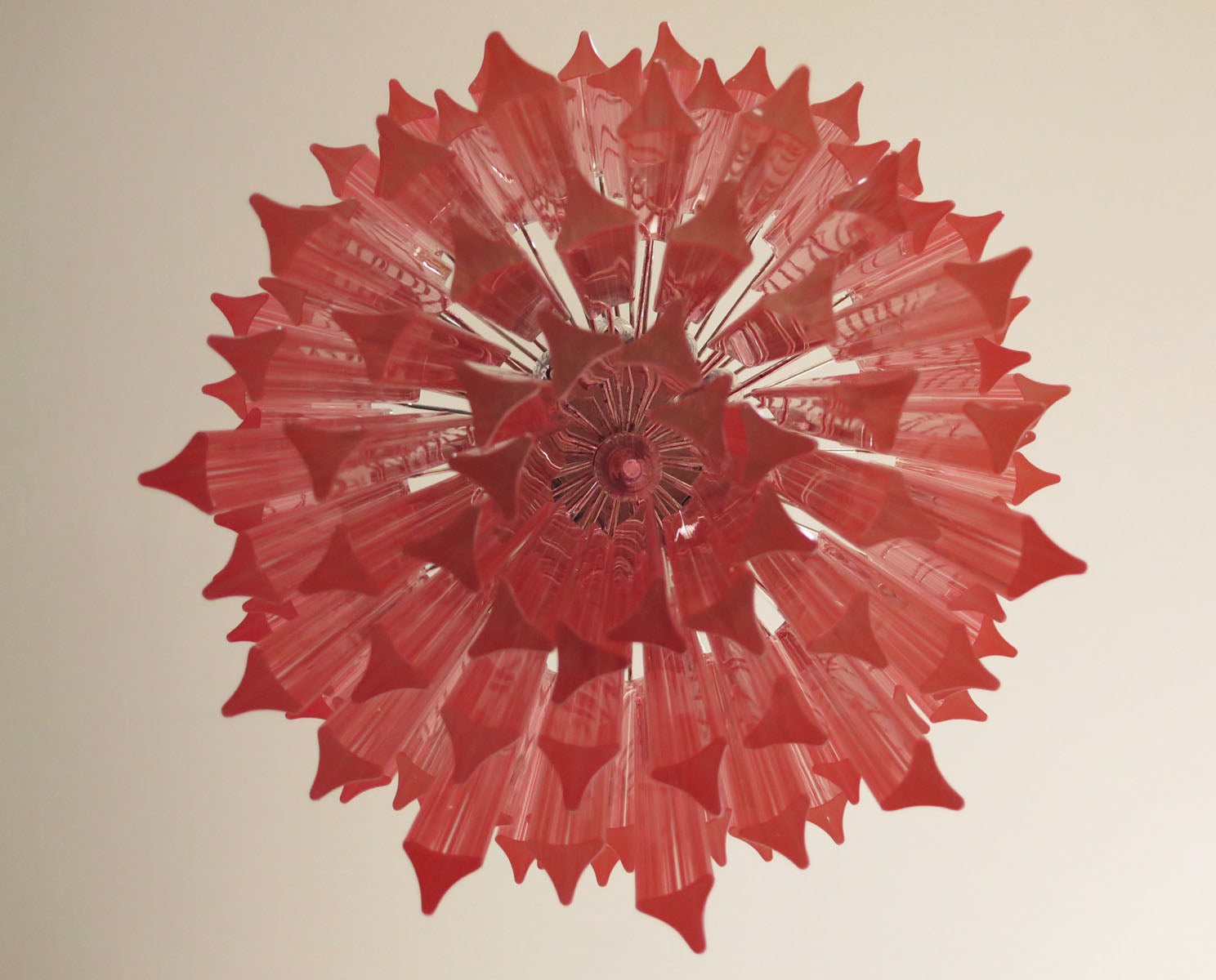 Mid-Century Murano Chandelier | Punto di Luce |  107 Pink Prism Glass