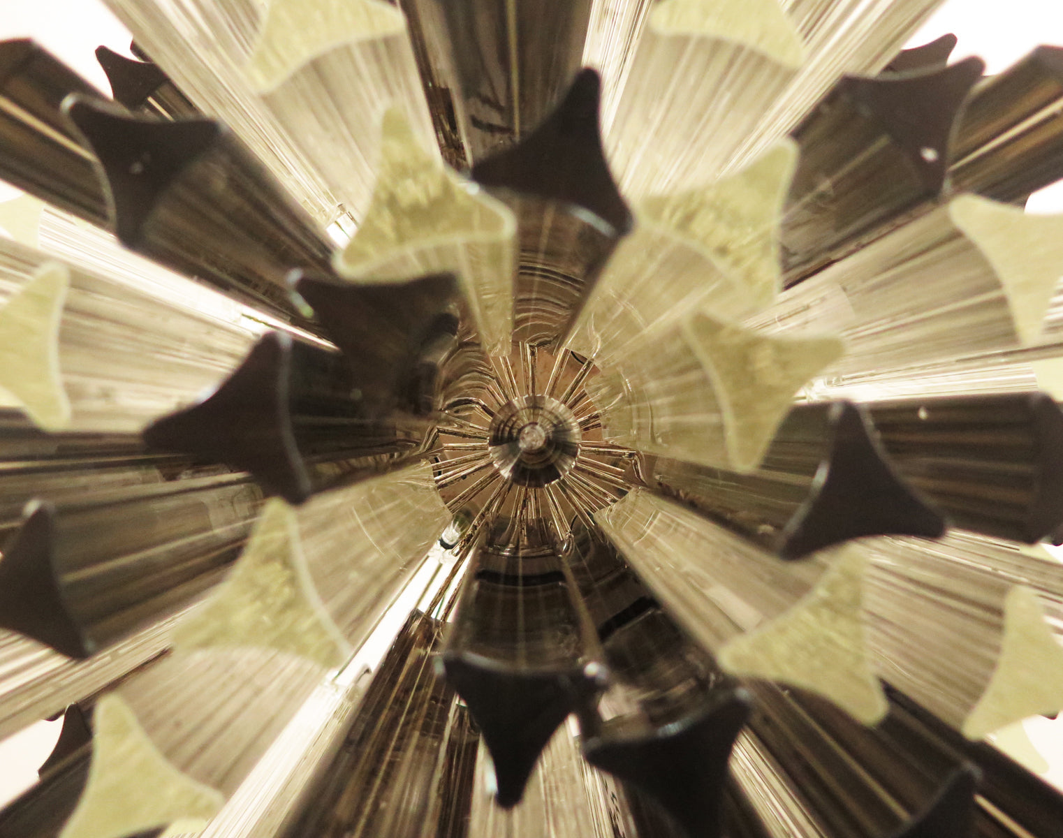 Mid-Century Murano Chandelier | Punto di Luce |  107 Clear and Smoky Prism Glasses