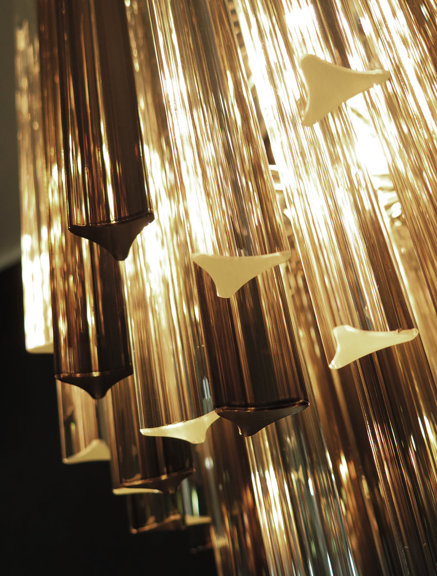 Mid-Century Murano Chandelier | Punto di Luce |  107 Clear and Smoky Prism Glasses