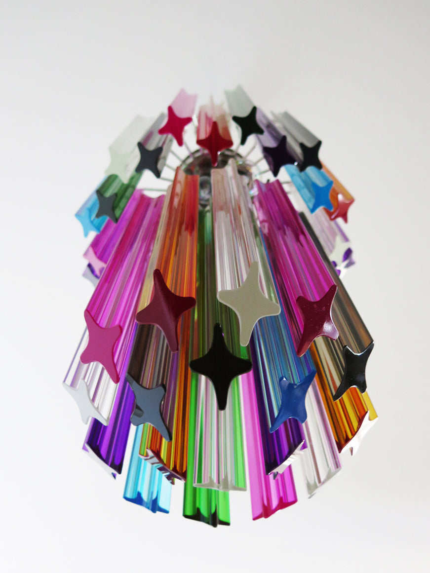 Mid-Century Murano Chandelier | Punto di Luce |  46 Multicolored Prism Glasses