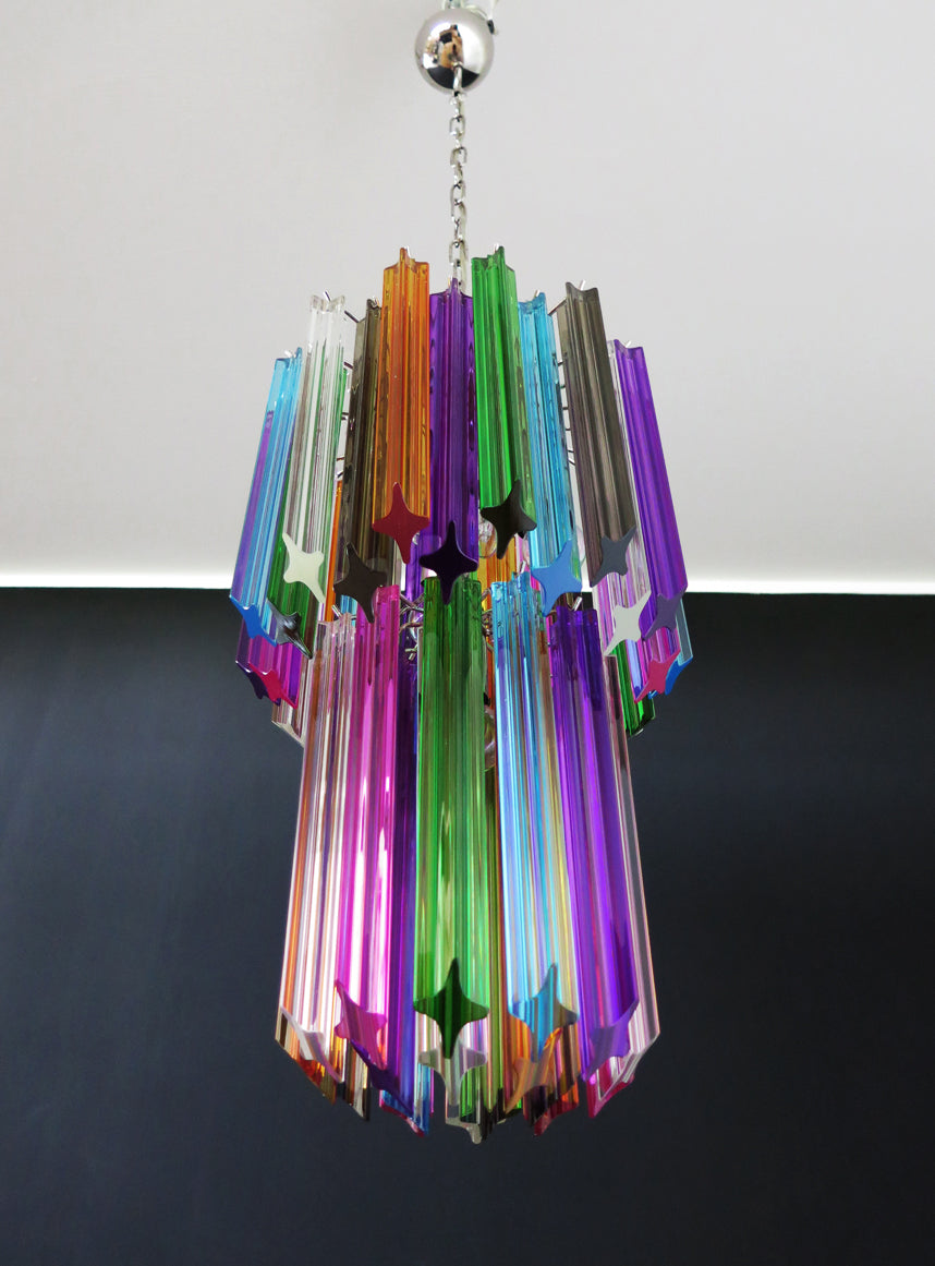 Mid-Century Murano Chandelier | Punto di Luce |  46 Multicolored Prism Glasses