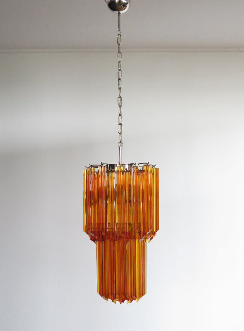 Mid-Century Murano Chandelier | Punto di Luce |  46 Yellow Prism Glasses