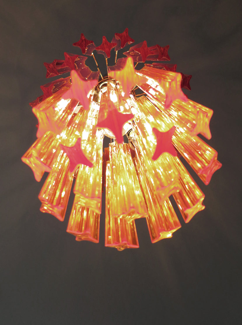 Mid-Century Murano Chandelier | Punto di Luce |  46 Yellow Prism Glasses