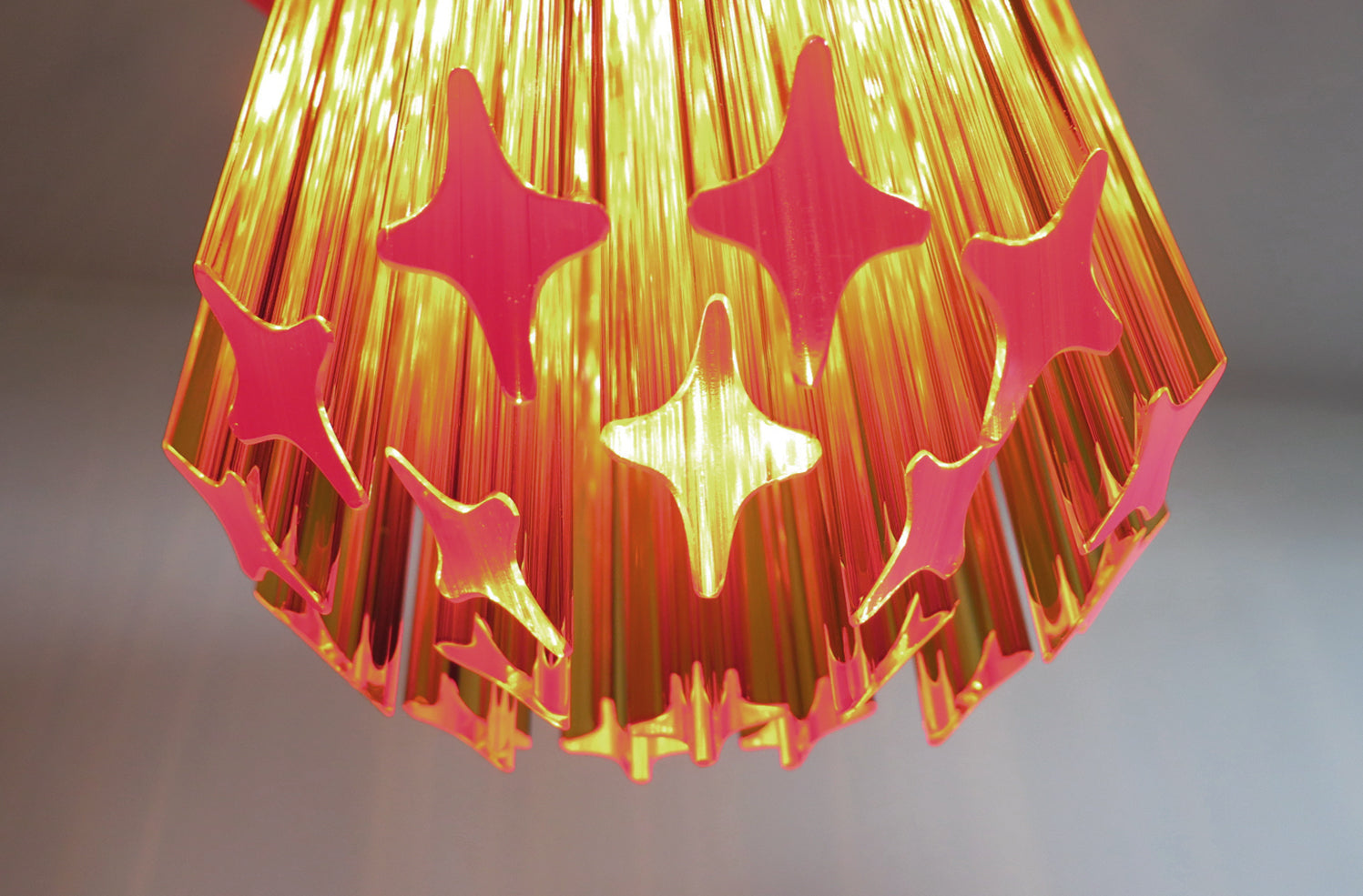 Mid-Century Murano Chandelier | Punto di Luce |  46 Yellow Prism Glasses