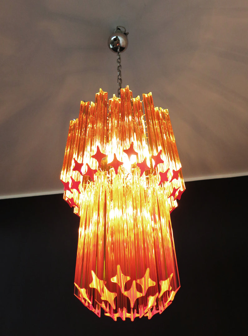 Mid-Century Murano Chandelier | Punto di Luce |  46 Yellow Prism Glasses