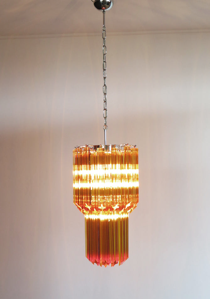 Mid-Century Murano Chandelier | Punto di Luce |  46 Yellow Prism Glasses