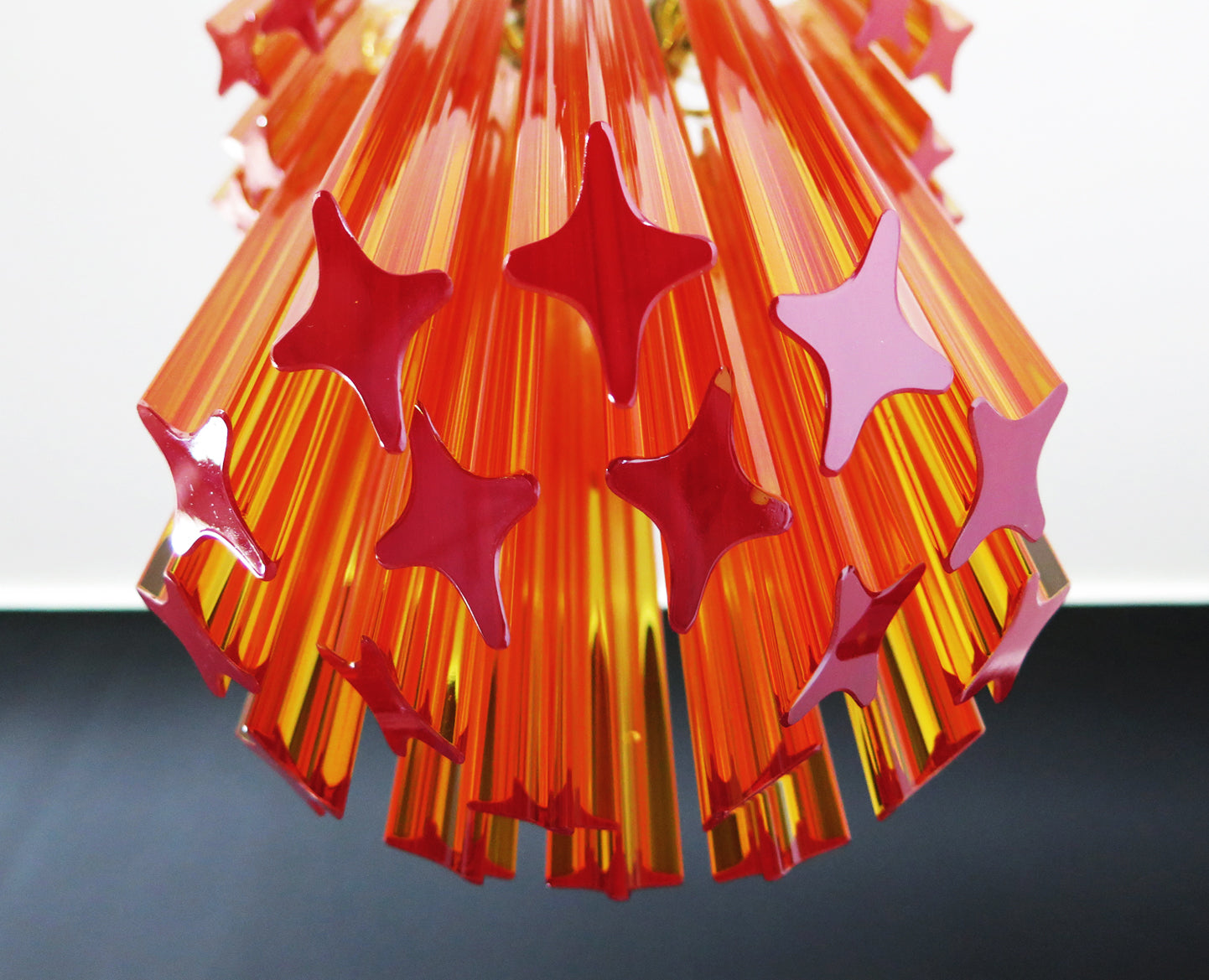 Mid-Century Murano Chandelier | Punto di Luce |  46 Yellow Prism Glasses