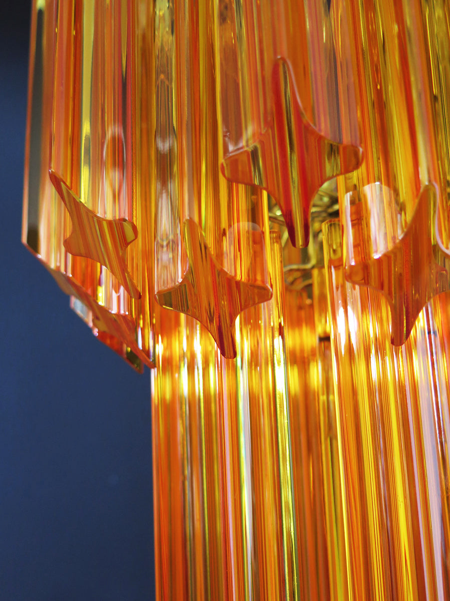 Mid-Century Murano Chandelier | Punto di Luce |  46 Yellow Prism Glasses
