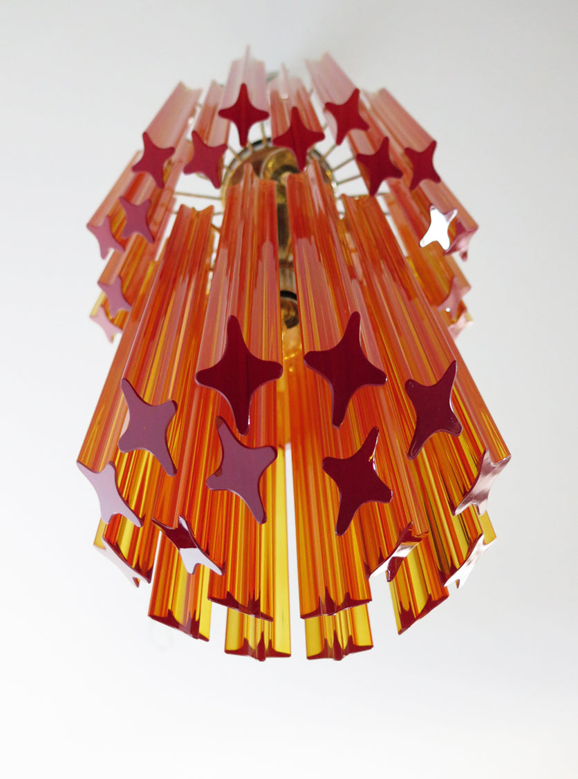Mid-Century Murano Chandelier | Punto di Luce |  46 Yellow Prism Glasses