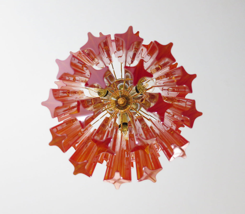 Mid-Century Murano Chandelier | Punto di Luce |  46 Yellow Prism Glasses