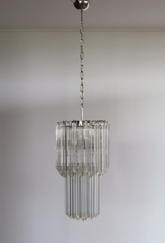 Mid-Century Murano Chandelier | Punto di Luce |  46 Clear Prism Glasses