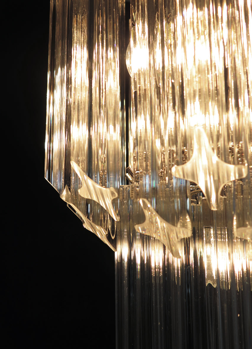 Murano-Kronleuchter aus der Mitte des Jahrhunderts | Punto di Luce | 46 klare Prismengläser