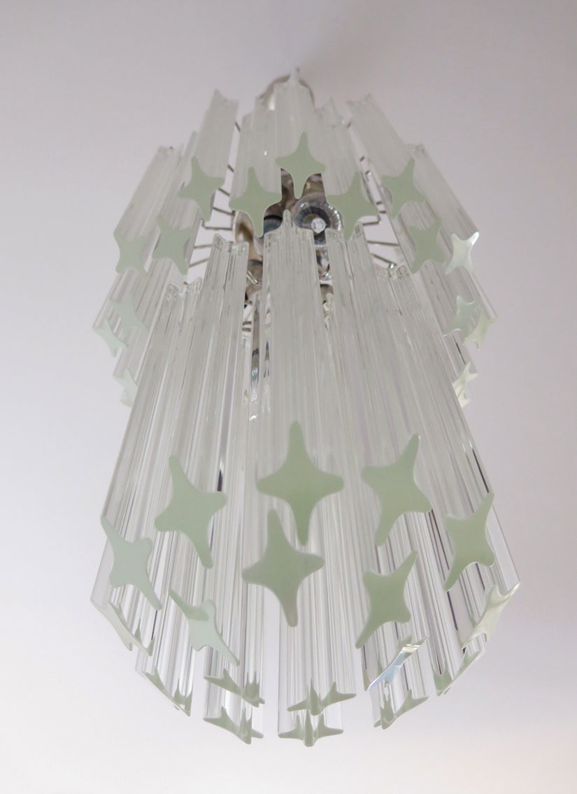 Mid-Century Murano Chandelier | Punto di Luce |  46 Clear Prism Glasses