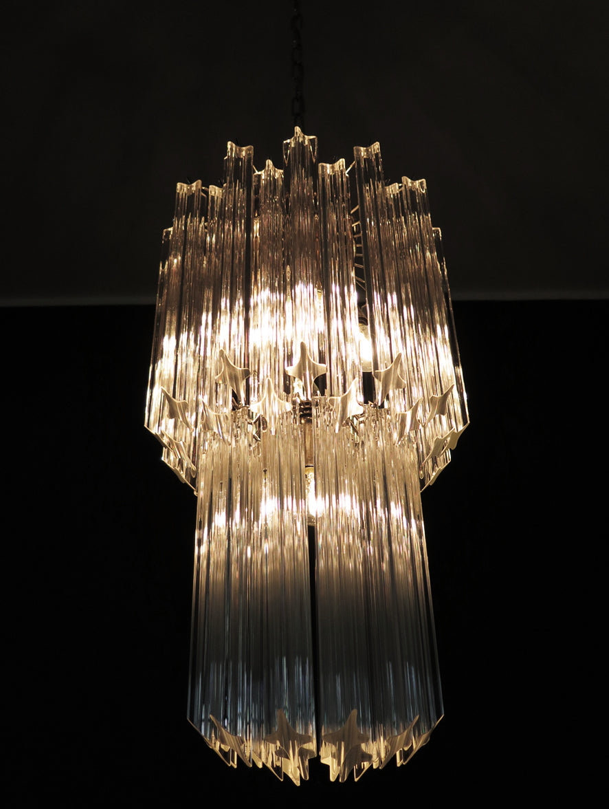 Murano-Kronleuchter aus der Mitte des Jahrhunderts | Punto di Luce | 46 klare Prismengläser