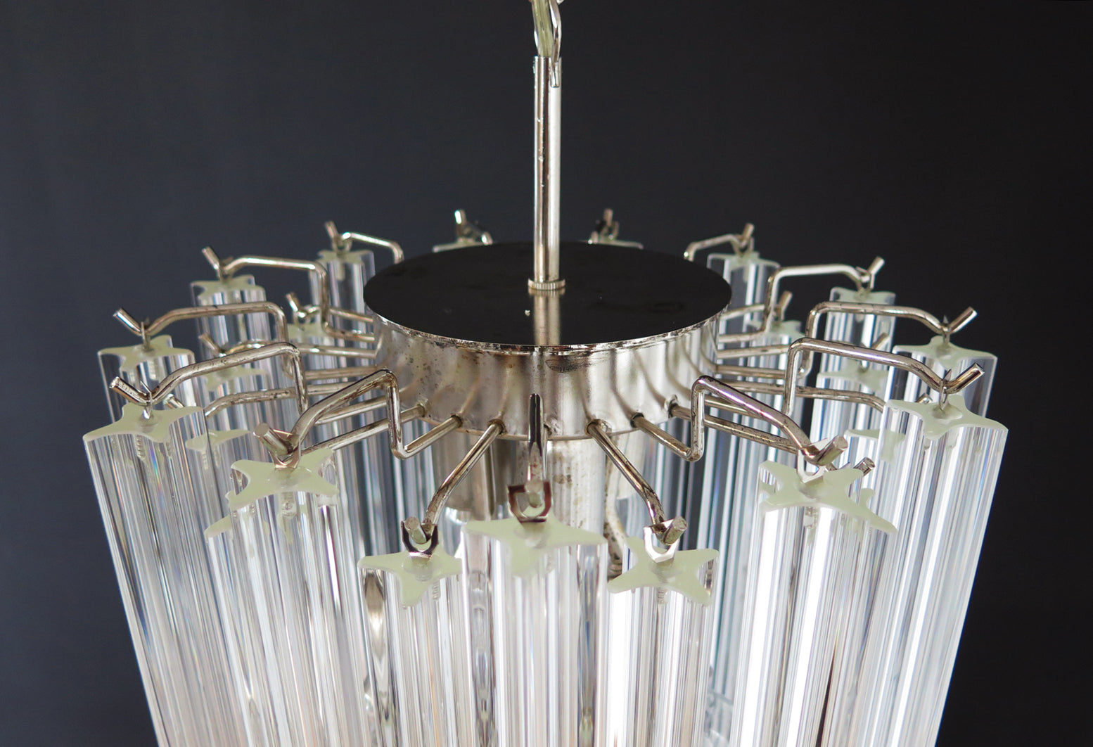 Mid-Century Murano Chandelier | Punto di Luce |  46 Clear Prism Glasses
