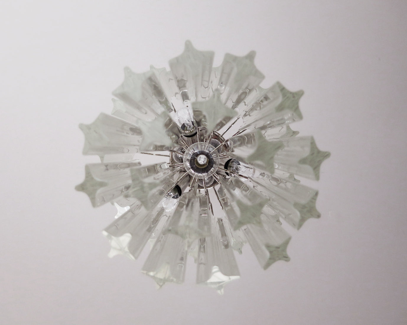 Mid-Century Murano Chandelier | Punto di Luce |  46 Clear Prism Glasses