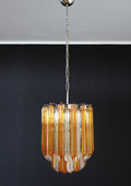 Mid-Century Murano Chandelier | Punto di Luce |  47 Clear and Yellow Prism Glass