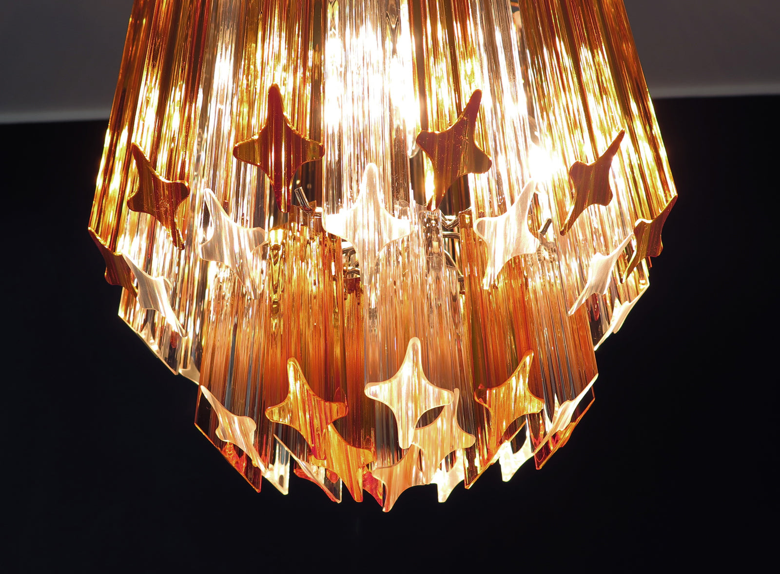 Mid-Century Murano Chandelier | Punto di Luce |  47 Clear and Yellow Prism Glass