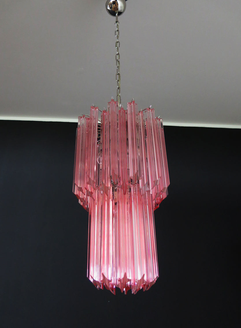 Mid-Century Murano Chandelier | Punto di Luce |  46 Pink Prism Glass