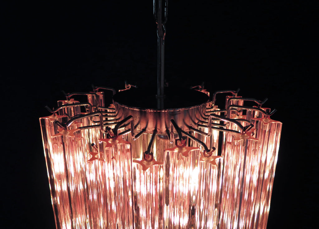 Mid-Century Murano Chandelier | Punto di Luce |  46 Pink Prism Glass