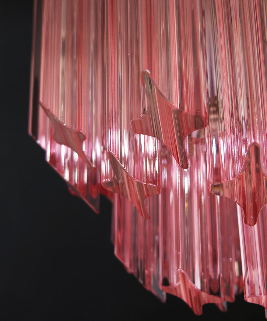 Mid-Century Murano Chandelier | Punto di Luce |  47 Pink Prism Glass