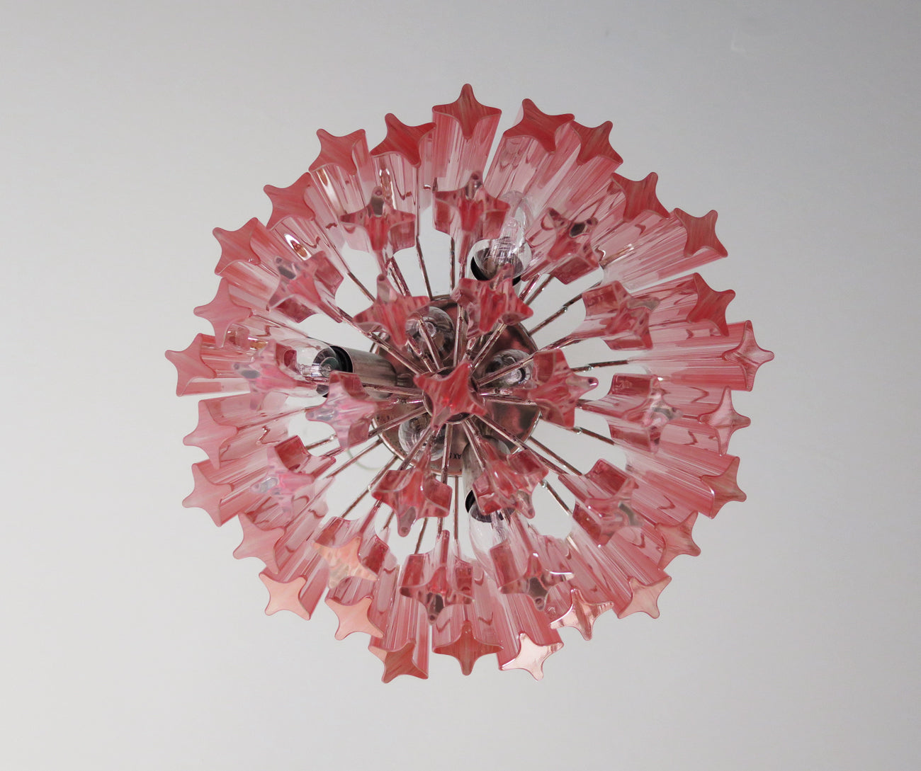 Mid-Century Murano Chandelier | Punto di Luce |  47 Pink Prism Glass