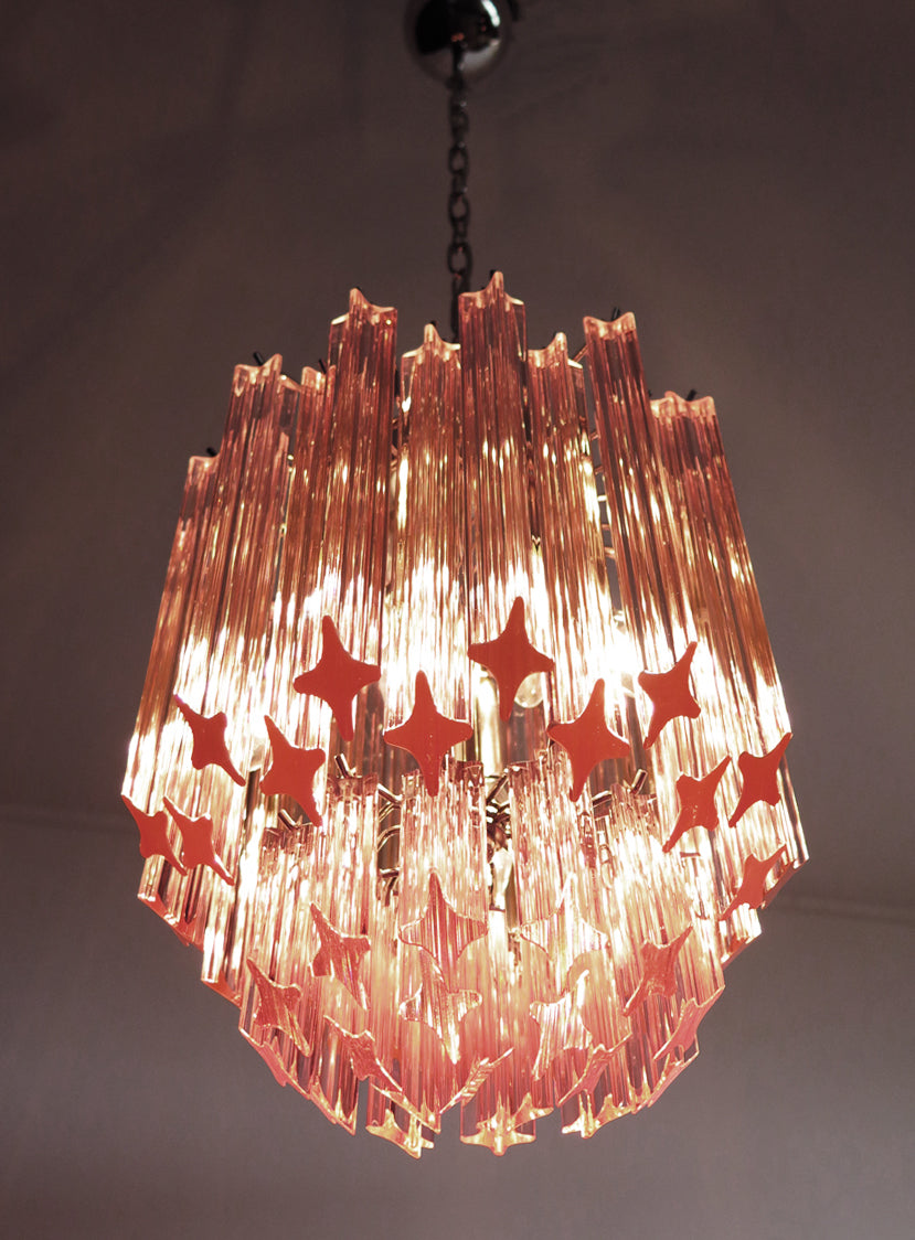 Mid-Century Murano Chandelier | Punto di Luce |  47 Pink Prism Glass