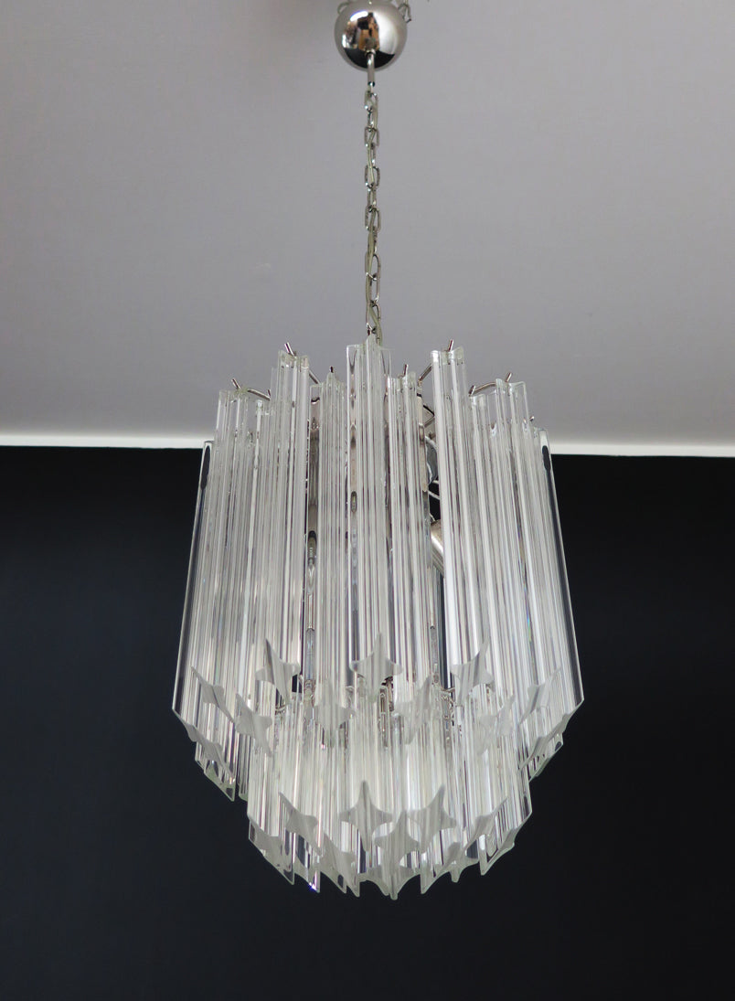 Mid-Century Murano Chandelier | Punto di Luce |  47 Clear Prism Glasses