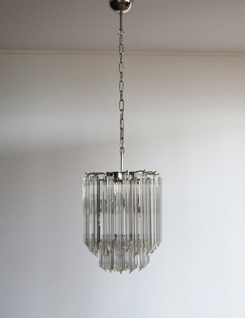 Mid-Century Murano Chandelier | Punto di Luce |  47 Clear Prism Glasses