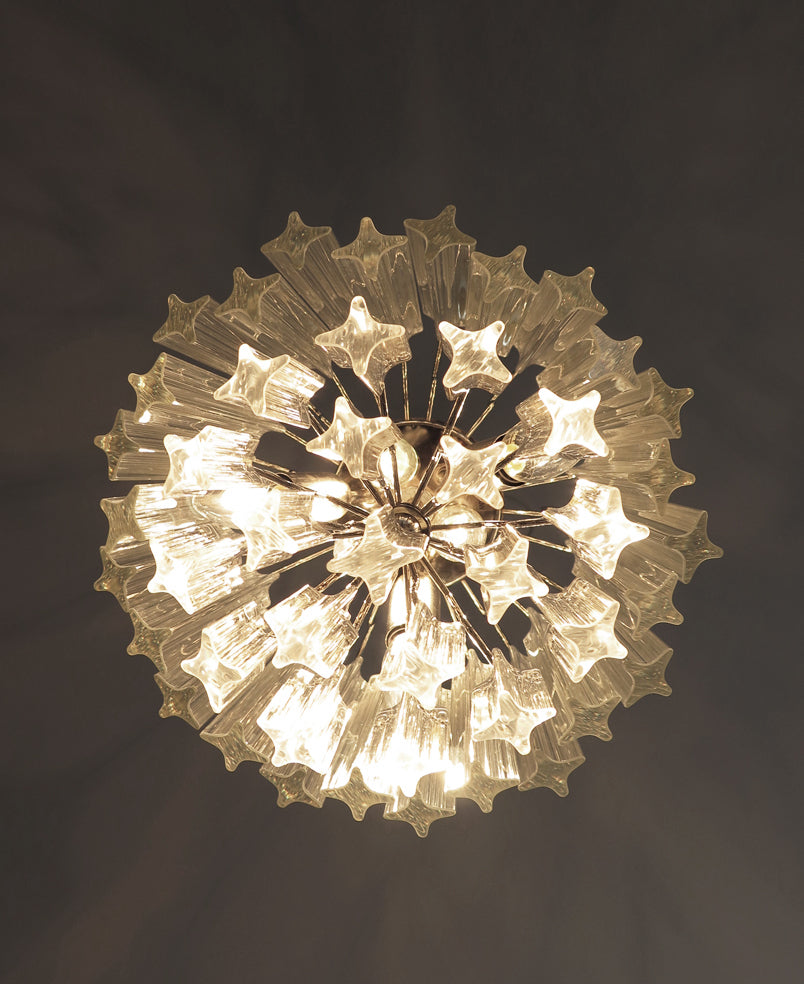 Mid-Century Murano Chandelier | Punto di Luce |  47 Clear Prism Glasses