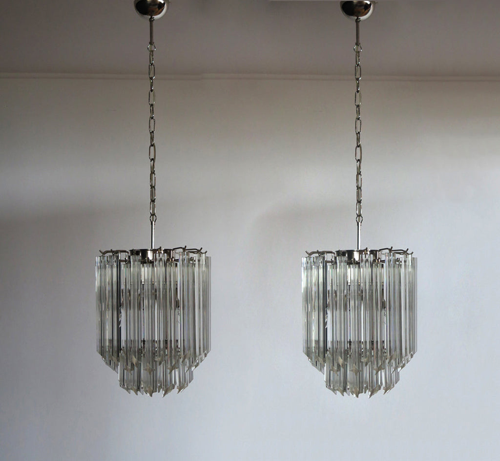 Mid-Century Murano Chandelier | Punto di Luce |  47 Clear Prism Glasses